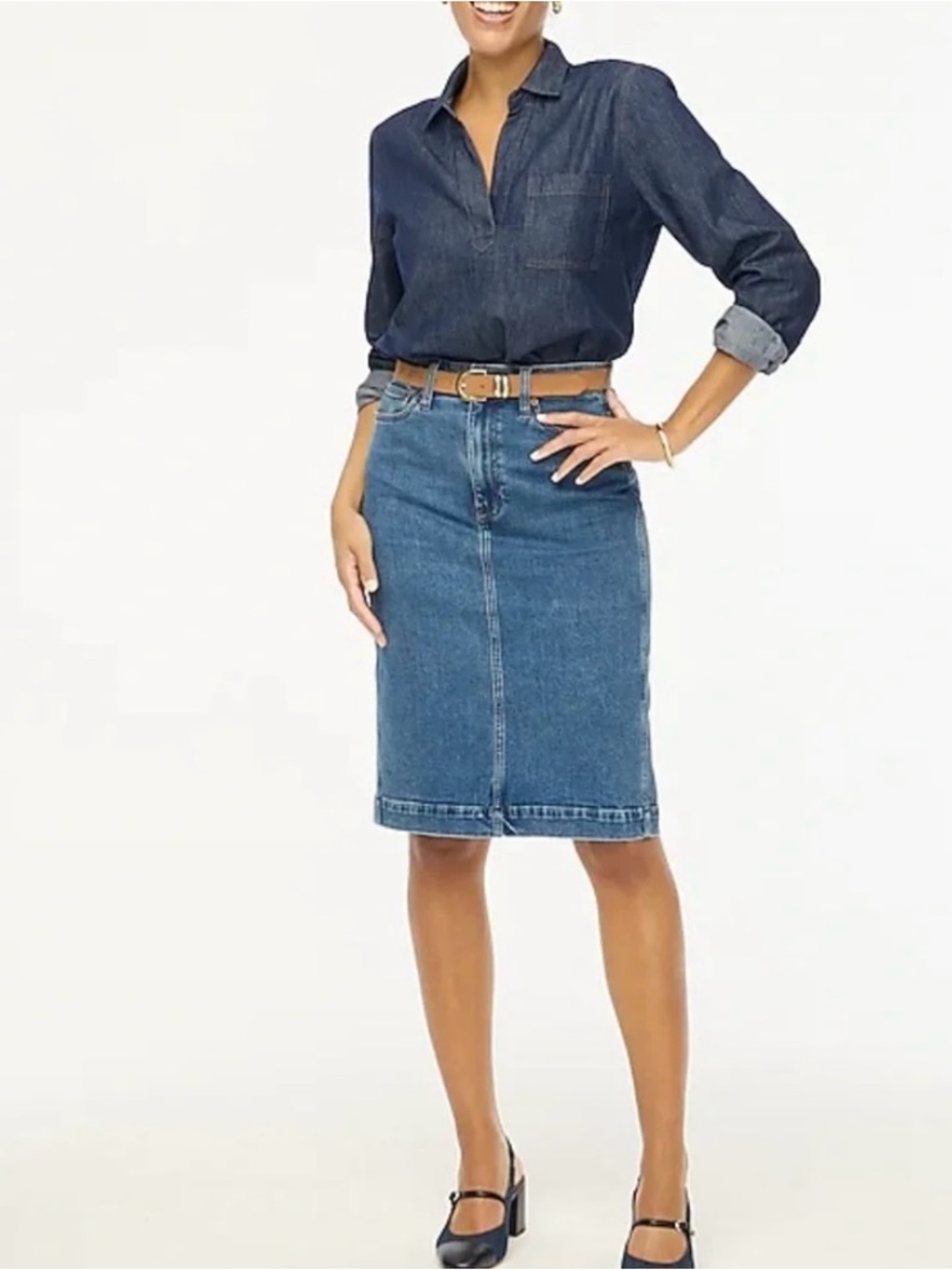 J.Crew Factory Denim Midi Skirt